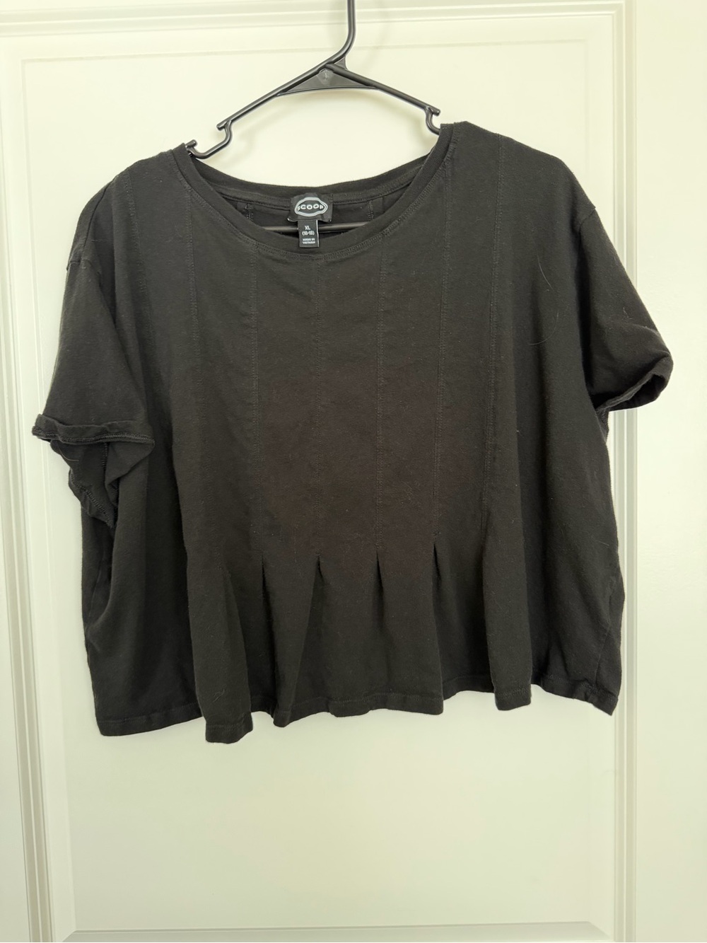 Eileen Fisher Black Boxy Pleated Crop Top